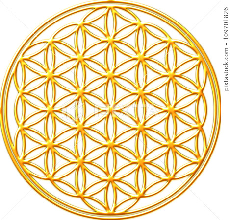 金色立體生命之花，神聖幾何的象徵 109701826