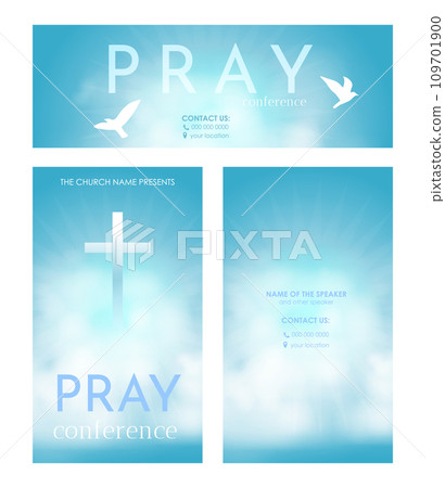 Christian religious Pray design. Church flyer. Celebrate the Risen Savior. Christian cross Church conference flyer social media post web banner. Christian religious Pray design. Church flyer. Celebrate the Risen Savior. Christian cross Church conference flyer social media post web banner. 109701900