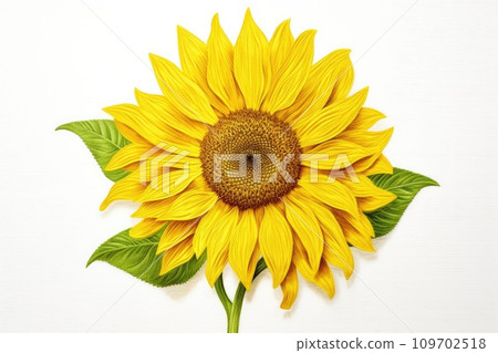 Realistic sunflower flower embroidery isolated on white background 109702518