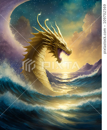 rough sea and dragon rough sea and dragon 109702569