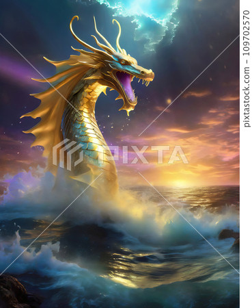 rough sea and dragon rough sea and dragon 109702570