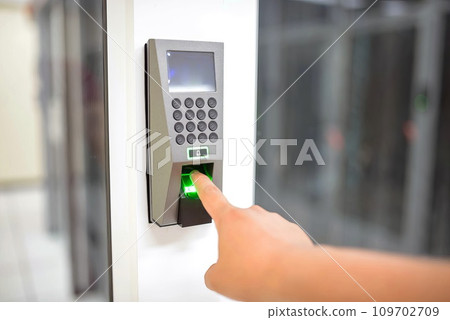 Fingerprint identity verification concept, biometric, security background 109702709