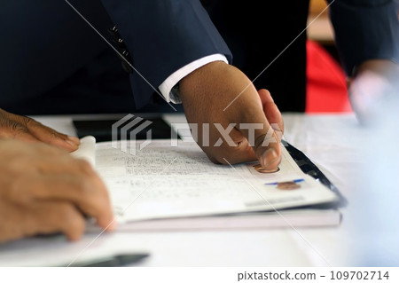 Fingerprint identity verification concept, biometric, security background 109702714