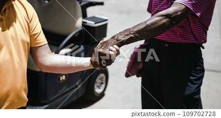 Handshake close view background. Business agreement, deal concept 109702728