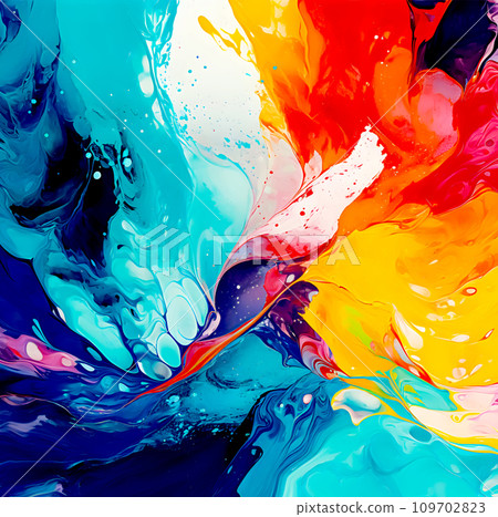具有活力色彩的抽象墨流 - 生成人工智慧 109702823