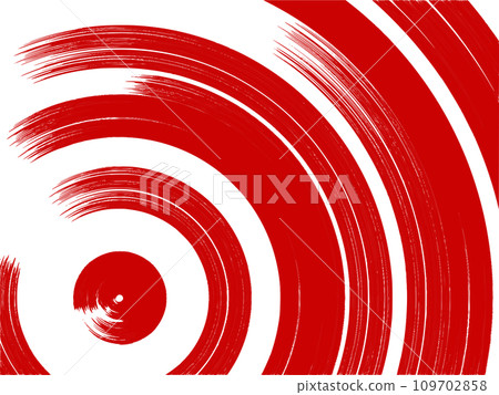 Background of blurred circles written with a brush. Japanese style illustration of red circles. 109702858