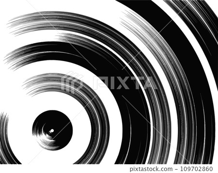 Background of blurred circles written with a brush. Japanese style illustration of black circles. 109702860