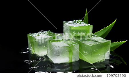 Translucent ice cubes mading from aloe vera gel... - Stock Illustration  [109703390] - PIXTA