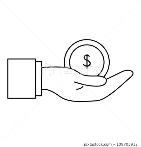 Bribery money coin icon. Outline illustration of bribery money coin vector icon for web design isolated on white background Bribery money coin icon. Outline illustration of bribery money coin vector icon for web design isolated on white background 109703912