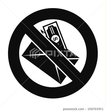 No money bribery icon. Simple illustration of no money bribery vector icon for web design isolated on white background 109703951