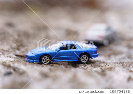 Cars move off road in the snow. Cars move off road in the snow. 109704186