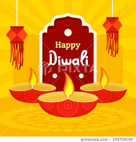 India divali festival concept background. Flat illustration of india divali festival vector concept background for web design 109704190