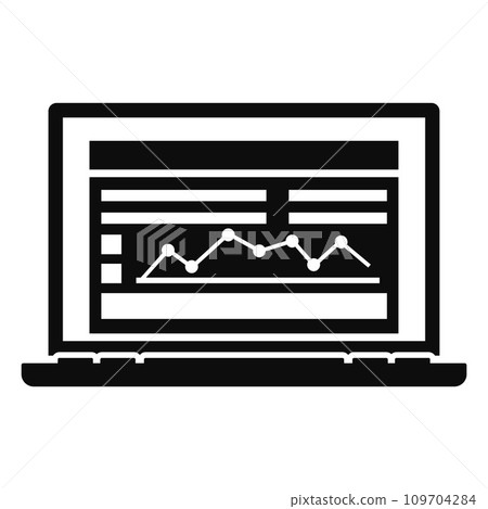 Laptop finance graph icon. Simple illustration of laptop finance graph vector icon for web design isolated on white background 109704284
