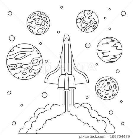 Fly space ship concept background. Outline illustration of fly space ship vector concept background for web design Fly space ship concept background. Outline illustration of fly space ship vector concept background for web design 109704479