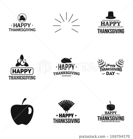 Thanksgiving logo set. Simple set of 9 thanksgiving vector logo for web design on white background Thanksgiving logo set. Simple set of 9 thanksgiving vector logo for web design on white background 109704570