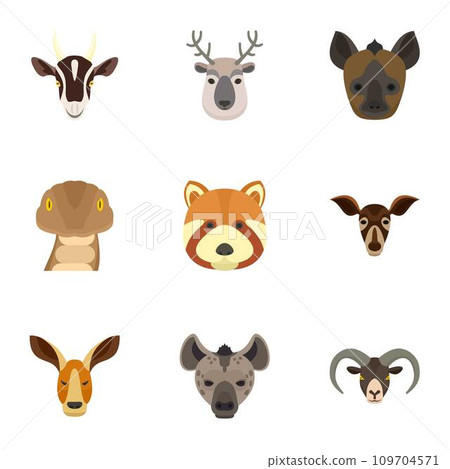Animal icon set. Flat set of 9 animal vector icons for web design Animal icon set. Flat set of 9 animal vector icons for web design 109704571