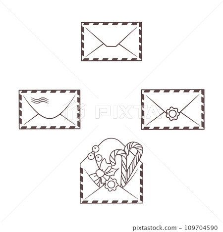 Outline Set of vintage envelopes Outline Set of vintage envelopes 109704590