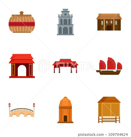 Vietnam icon set. Flat set of 9 vietnam vector icons for web design 109704624