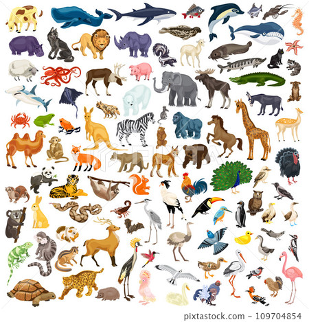 Animals icon set. Cartoon set of animals vector icons for web design Animals icon set. Cartoon set of animals vector icons for web design 109704854
