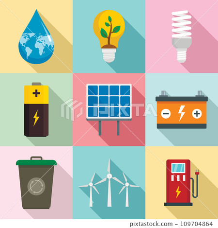 Energy saving icon set. Flat set of energy saving vector icons for web design Energy saving icon set. Flat set of energy saving vector icons for web design 109704864
