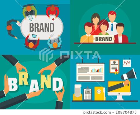 Brand identity banner set. Flat illustration of brand identity vector banner set for web design 109704873