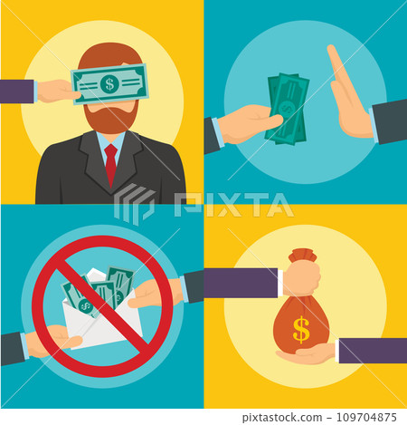 Corruption abuse banner set. Flat illustration of corruption abuse vector banner set for web design 109704875