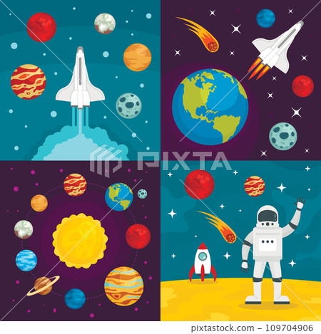 Space planets banner set. Flat illustration of space planets vector banner set for web design Space planets banner set. Flat illustration of space planets vector banner set for web design 109704906