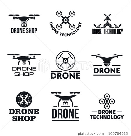 Drone logo set. Simple set of drone vector logo for web design on white background Drone logo set. Simple set of drone vector logo for web design on white background 109704913