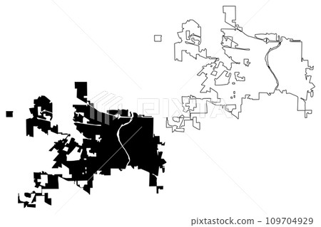 Elgin City, Illinois (United States cities, United States of America, us, usa city) map vector illustration, scribble sketch City of Elgin map 109704929