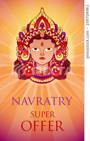 Navratry sale offer concept banner. Cartoon illustration of navratry sale offer vector concept banner for web design 109704961