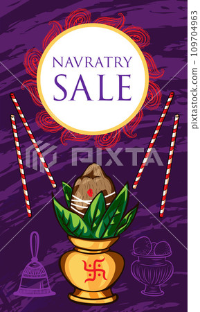 Navratry sale concept banner. Cartoon illustration of navratry sale vector concept banner for web design 109704963