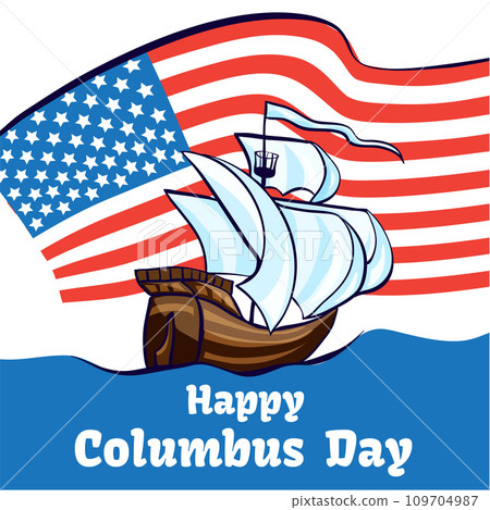 Columbus day concept banner. Cartoon illustration of columbus day vector concept banner for web design Columbus day concept banner. Cartoon illustration of columbus day vector concept banner for web design 109704987