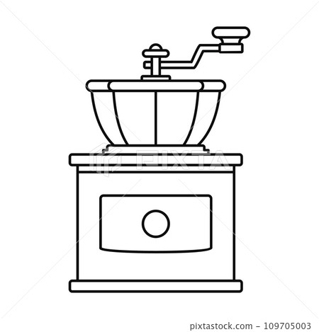 Hand coffee grinder icon. Outline hand coffee grinder vector icon for web design isolated on white background Hand coffee grinder icon. Outline hand coffee grinder vector icon for web design isolated on white background 109705003