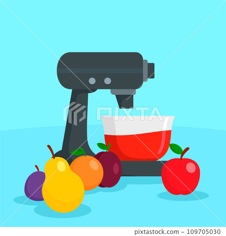 Fruit modern mixer concept background. Flat illustration of fruit modern mixer vector concept background for web design Fruit modern mixer concept background. Flat illustration of fruit modern mixer vector concept background for web design 109705030