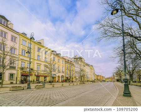Warsaw, Poland: Beautiful townscape along Krakow Suburban Street / Warsaw, Poland Warsaw, Poland: Beautiful townscape along Krakow Suburban Street / Warsaw, Poland 109705200