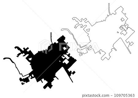 New Braunfels City, Texas (United States cities, United States of America, us, usa city) map vector illustration, scribble sketch City of New Braunfels map 109705363