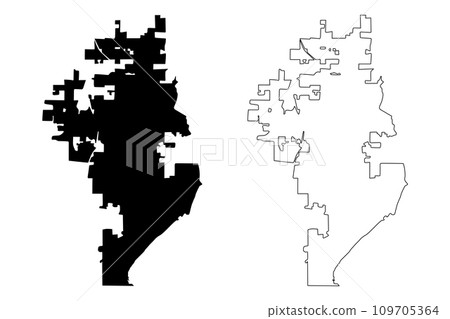 Peoria City, Illinois (United States cities, United States of America, us, usa city) map vector illustration, scribble sketch City of Peoria map 109705364