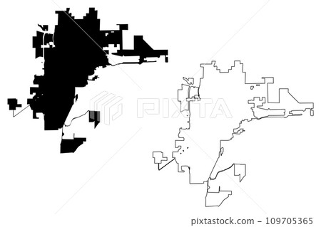 Pueblo City, Colorado (United States cities, United States of America, us, usa city) map vector illustration, scribble sketch City of Pueblo map 109705365