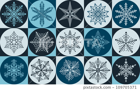 Winter snowflake vector illustration in modern minimalist geometric style. Abstract snow element for banner, poster, social media, promotion 109705371