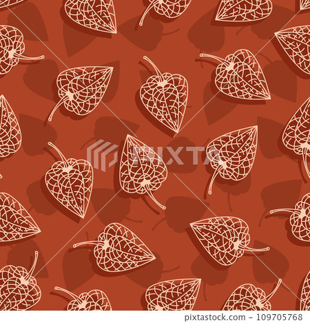 Seamless pattern with drawn linear physalis Seamless pattern with drawn linear physalis 109705768