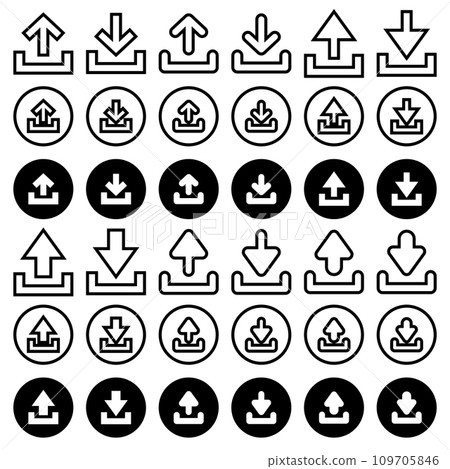 Arrow icon for download, upload, access, and add and subtraction. 109705846