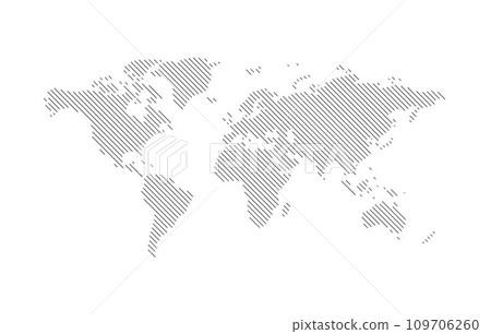 World map - hatched silhouette of the continents on planet Earth, vector illustration on white 109706260