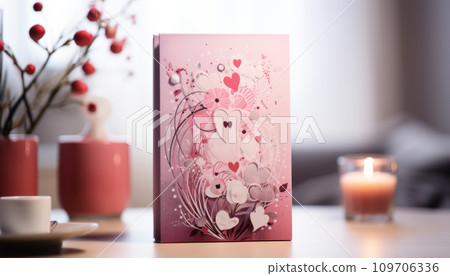 Romantic Valentines Day Greeting Card with Heart Illustration and Love-themed Design Romantic Valentines Day Greeting Card with Heart Illustration and Love-themed Design 109706336