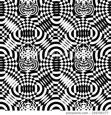 The geometric pattern by stripes . hand drawing. Not AI, Seamless vector background. Black and white texture. Graphic modern pattern. The geometric pattern by stripes . hand drawing. Not AI, Seamless vector background. Black and white texture. Graphic modern pattern. 109706377