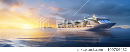 cruise ship on a big ocean cruise ship on a big ocean 109706482