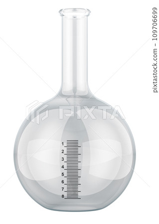 Empty round bottom flask. Graduated Chemical Flask, 3D rendering 109706699