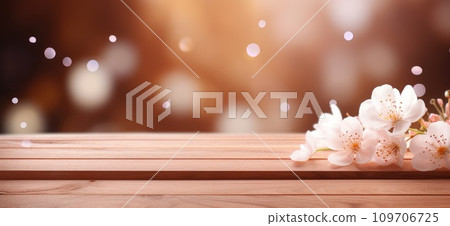 a wooden background with some white flowers floating in the background a wooden background with some white flowers floating in the background 109706725