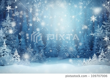 winter is a magic season. beautiful photorealistic wallpaper with copy space for text 109707006