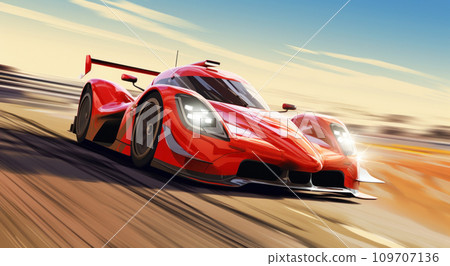 red sport car in motion red sport car in motion 109707136