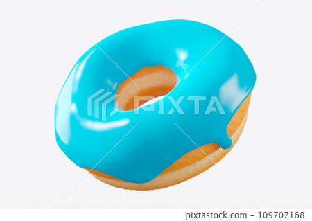 Chocolate glazed donut with sprinkles on a white background 109707168